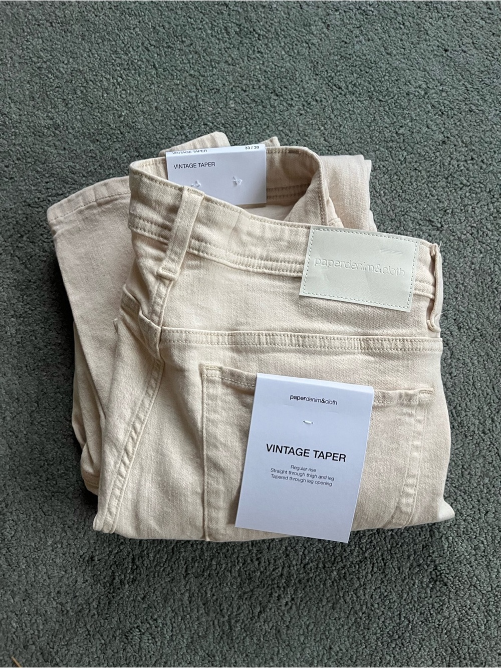 Paper Denim & Cloth Vintage Taper Jeans in Light Cream